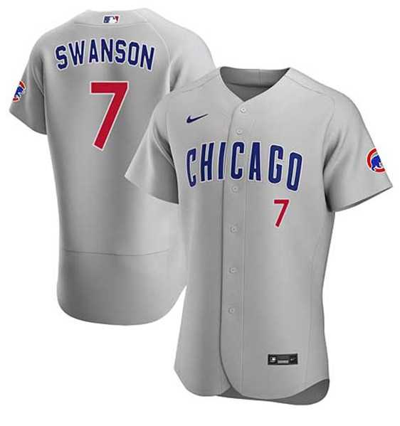 Men%27s Chicago Cubs #7 Dansby Swanson Gray Flex Base Stitched Baseball Jersey Dzhi->baltimore orioles->MLB Jersey
